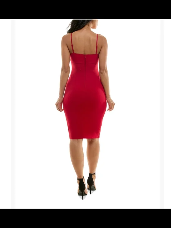 City Studio NWT Red Bodycon Dress with Slit Junior Size 15/16 - Picture 2 of 6